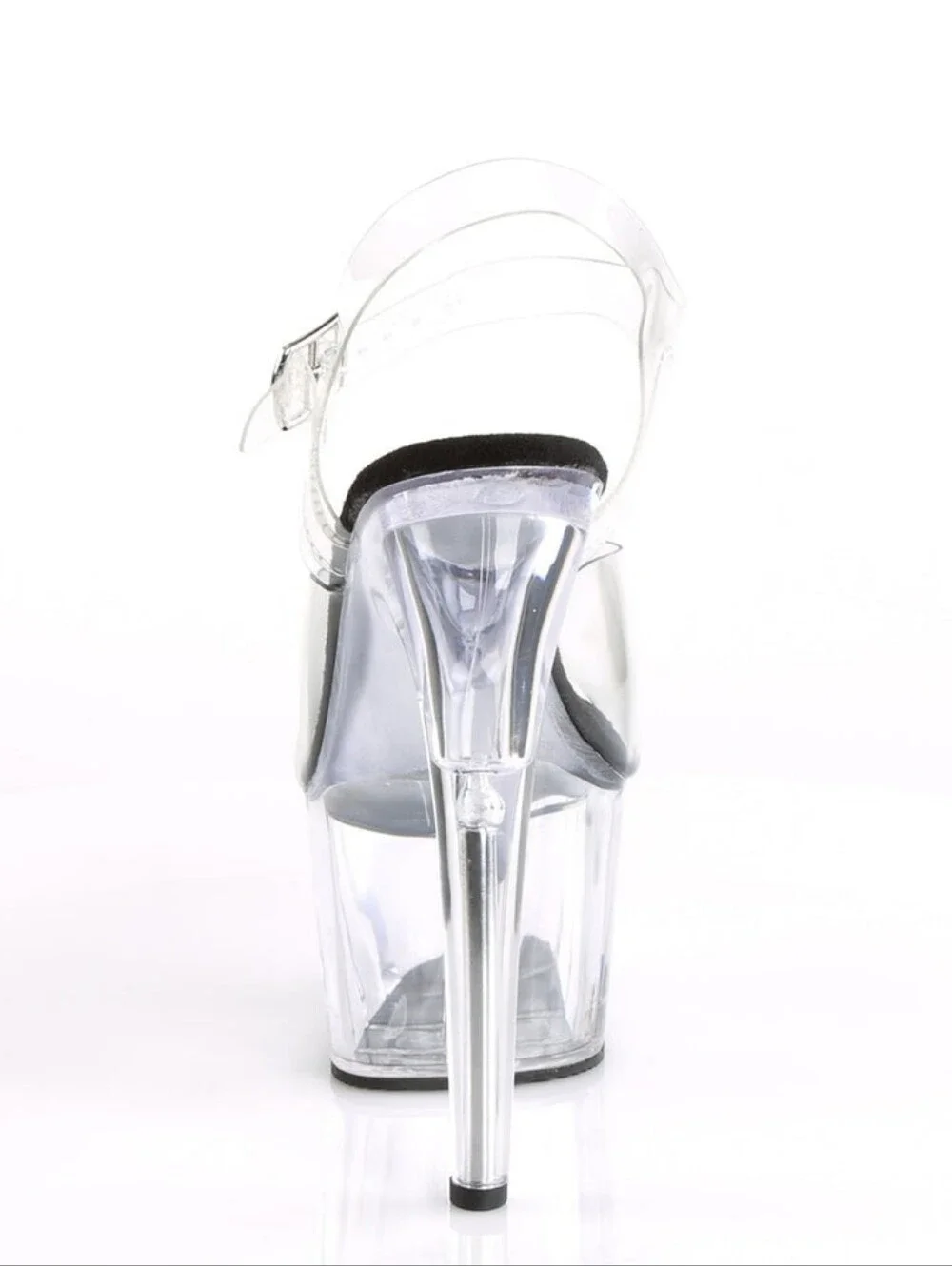 Pleaser Clear Platform Sandal with Ankle Strap - Clear